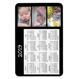 Gepersonaliseerde Foto Black Mini Magnet Calendar  Magneet