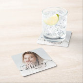 Gepersonaliseerde foto Black Script 21e verjaardag Kartonnen Onderzetters (Insitu)