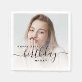 Gepersonaliseerde foto Black Script 21e verjaardag Servet (Voorkant)