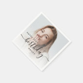 Gepersonaliseerde foto Black Script 21e verjaardag Servet (Hoek)