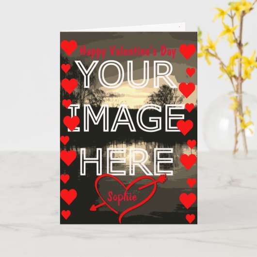 Gepersonaliseerde Foto Blank Valentijnsdag Kaart (Gele Bloem)
