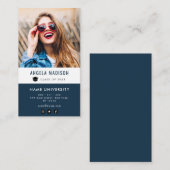 gepersonaliseerde foto blauw afstuderen invoegen visitekaartje (Voorkant / Achterkant)