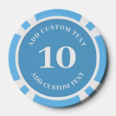 Gepersonaliseerde foto blauw genummerd 10 spel poker chips (Achterkant)