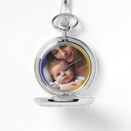 Gepersonaliseerde Foto Blauw Zilver, Gouden Kleur  Horloge