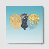 Gepersonaliseerde foto Blauwgroen Blue Glitter 30e Gastenboek (Achterkant)