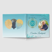 Gepersonaliseerde foto Blauwgroen Blue Glitter 70e Gastenboek (Volledig)