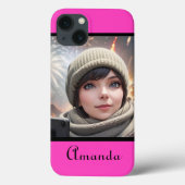 Gepersonaliseerde foto Bright Neon Pink Case-Mate iPhone Case (Achterkant)