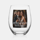 Gepersonaliseerde foto bruiloft cadeau bruid bruid wijnglas zonder voet (Voorkant)