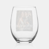 Gepersonaliseerde foto bruiloft cadeau bruid bruid wijnglas zonder voet (Achterkant)