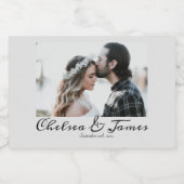 Gepersonaliseerde foto bruiloft gunst likeurfles etiket (Enkel label)