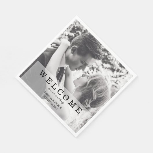 Gepersonaliseerde foto Bruiloft Party Papier Serve Servet (Hoek)