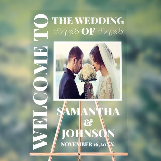 Gepersonaliseerde foto bruiloft Welkom Acryl Bord (Neutraal)