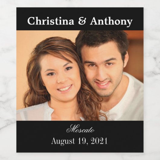 Gepersonaliseerde foto Bruiloft Wijn Favor Label Wijn Etiket (Enkel label)