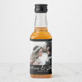 Gepersonaliseerde foto Bruiloft Zwart & Wit Favor Likeurfles Etiket (Voorkant)