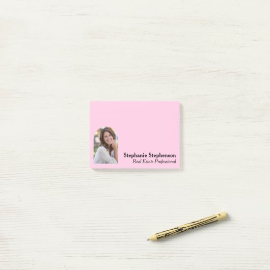 Gepersonaliseerde foto Business Arched Lijst Roze Post-it® Notes (Op bureau)