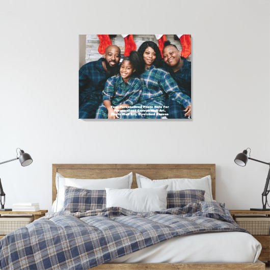 Gepersonaliseerde Foto Canvas, Kerstfoto Canvas Afdruk (Insitu (Slaapkamer))