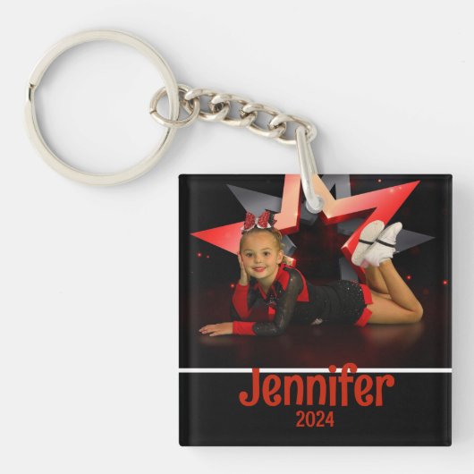 Gepersonaliseerde foto Cheerleading Sleutelhanger (Voorkant)