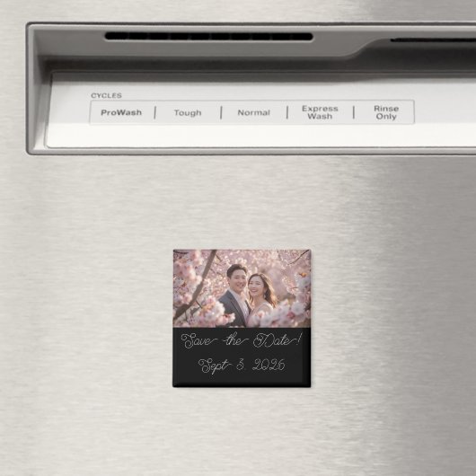 Gepersonaliseerde foto Cherry Blossom Save the dat Magneet (Insitu (Vaatwasser))