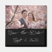 Gepersonaliseerde foto Cherry Blossom Save the dat Magneet (Voorkant)