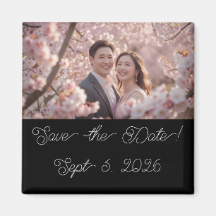 Gepersonaliseerde foto Cherry Blossom Save the dat Magneet