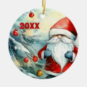 Gepersonaliseerde foto Christmas Gnome Keramisch Ornament (Voorkant)