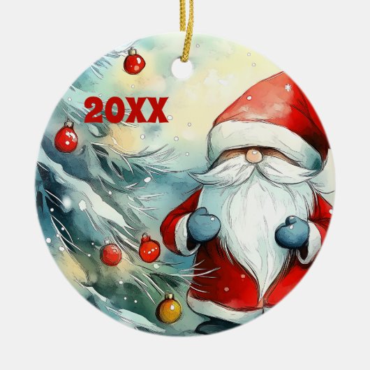 Gepersonaliseerde foto Christmas Gnome Keramisch Ornament (Voorkant)