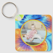 Gepersonaliseerde foto Citrus Waterverf Patroon Sleutelhanger (Voorkant)