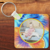Gepersonaliseerde foto Citrus Waterverf Patroon Sleutelhanger (Voorkant)