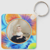 Gepersonaliseerde foto Citrus Waterverf Patroon Sleutelhanger (Achterkant)