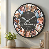 Gepersonaliseerde foto Collage Black Wood Familie