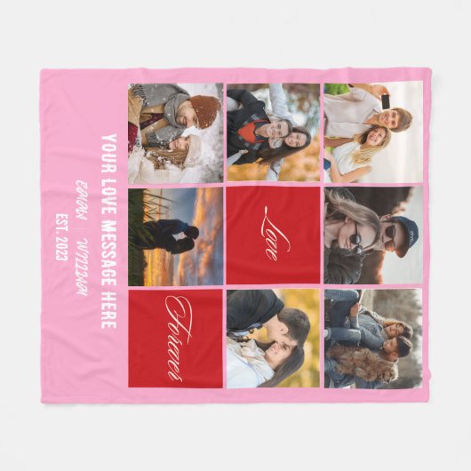 Gepersonaliseerde foto collage deken - romantisch  (Voorkant (Horizontaal))