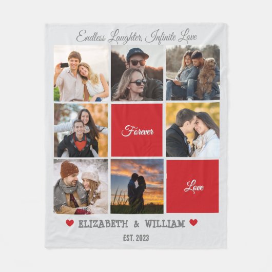 Gepersonaliseerde foto collage deken - romantisch  (Voorkant)