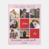 Gepersonaliseerde foto collage deken - Roze versie (Voorkant)