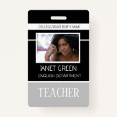 Gepersonaliseerde Foto College Universiteit Leraar Badge (Voorkant)