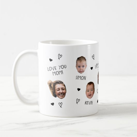Gepersonaliseerde Foto Cup Custom Family Funny Fac Koffiemok (Links)
