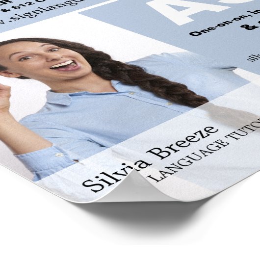 Gepersonaliseerde foto, cursus gebarentaal poster (Hoek)