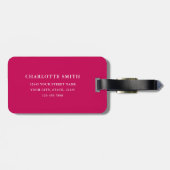 Gepersonaliseerde foto Deep Pink Simple Modern Bagagelabel (Achterkant horizontaal)