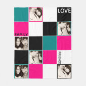 Gepersonaliseerde FOTO Deken Roze Turquoise Zwart (Voorkant)