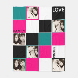 Gepersonaliseerde FOTO Deken Roze Turquoise Zwart