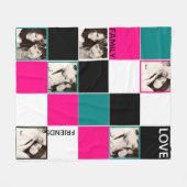 Gepersonaliseerde FOTO Deken Roze Turquoise Zwart (Voorkant (Horizontaal))