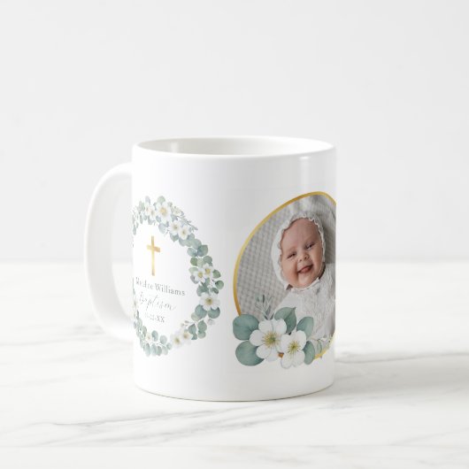 Gepersonaliseerde foto doop Mok Religious Keepsake (Voorkant links)