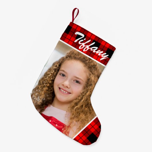 Gepersonaliseerde foto Dubbelzijdig plakken Kleine Kerstsok (Voorkant (Hangend))