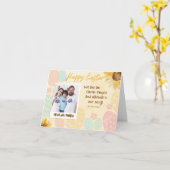 Gepersonaliseerde Foto Easter Flat Holiday Kaart (Gele Bloem)