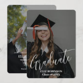 Gepersonaliseerde foto Elegant Smokey Afstudeerder Kaart (Voorkant / Achterkant)