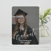 Gepersonaliseerde foto Elegant Smokey Afstudeerder Kaart (Staand voorkant)