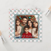 Gepersonaliseerde foto, elegante Poinsettia vakant Kaart (Voorkant / Achterkant in situ)