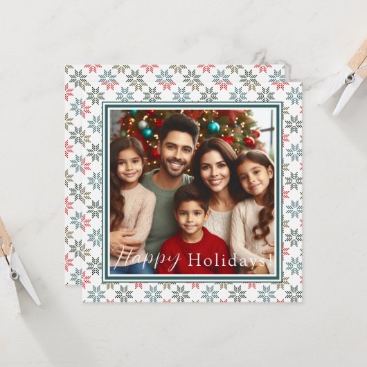 Gepersonaliseerde foto, elegante Poinsettia vakant Kaart (Voorkant / Achterkant in situ)