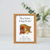 Gepersonaliseerde foto en cowboy Threaded Kerstmis Briefkaart (Staand voorkant)