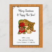 Gepersonaliseerde foto en cowboy Threaded Kerstmis Briefkaart (Voorkant)