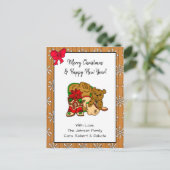 Gepersonaliseerde foto en cowboy Threaded Kerstmis Briefkaart (Staand voorkant)